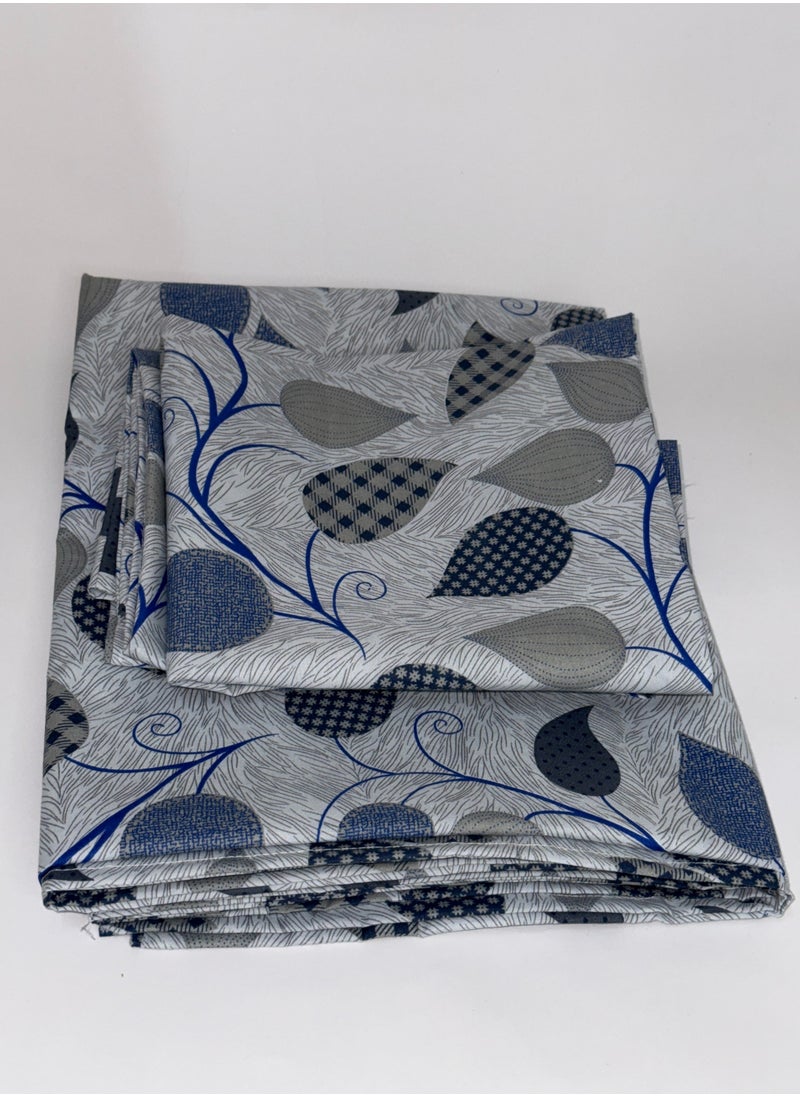 Generic King Size Cotton Flat Bedsheet with 2 Pillowcases - 250x240 cm Leaf Pattern Soft & Breathable Fabric 144TC