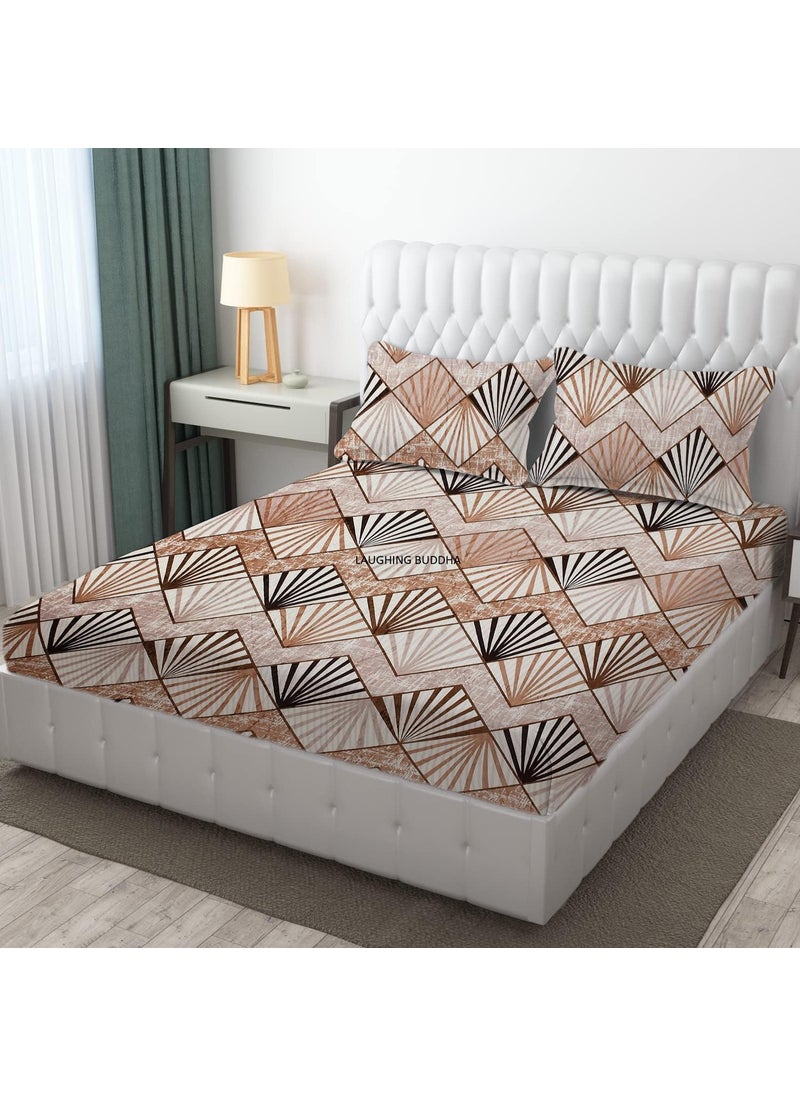 YaAkholic Velvet Warm Winter Flannel Elastic Fitted Bedsheets for Double Bed Queen Size 72 x 78 x 8 inches with 2 Pillow Covers Woolen Bedsheet for Double Bed Beige