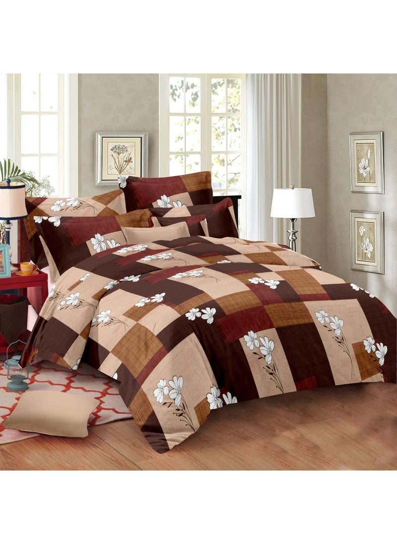 TANISHA HOME DECOR Super King Size Bedsheet 108X120 Inch 10 Feet Bedsheet 240 TC Soft Rich Glace Cotton Fabric XXXL Size with 2 Pillow Covers Rust Brown