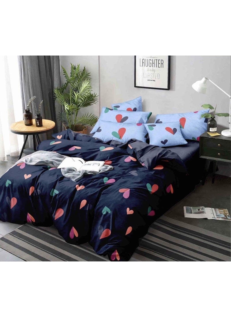 Magnetic Shadow Polycotton 160 TC Fitted Bedsheet Queen_Blue