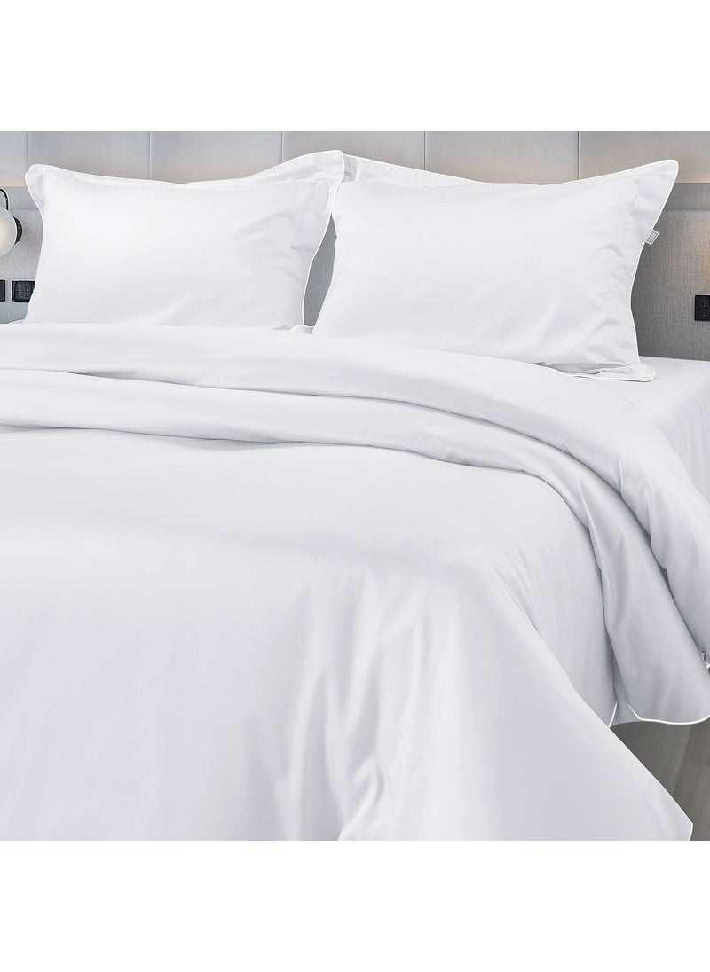 SPREAD SPAIN 500 Thread Count Italian Pure Cotton Flat Sheets 108 X 108 Inch Super King Size Bedsheet With 2 Pillow Cases Wrinkle Free Cotton SheetsWhite500 TC