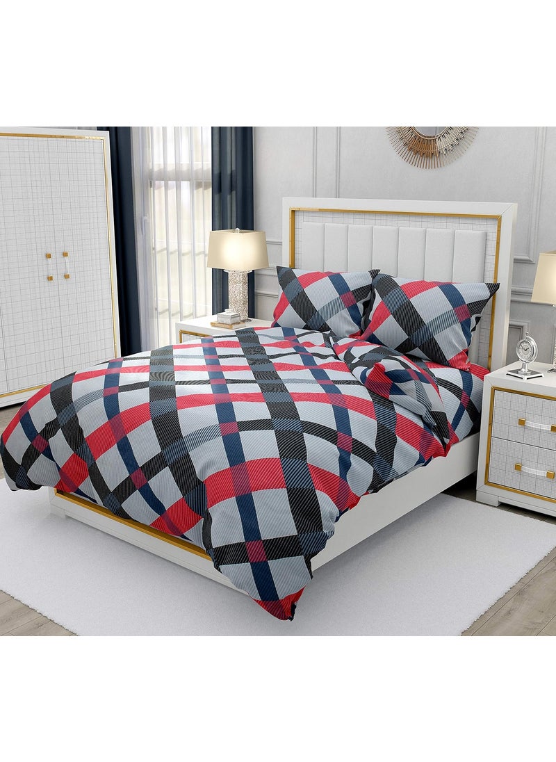 Temoli Cotton Flat Double bedsheets for Double Bed Double Bed Cotton bedsheets with 2 Pillow Covers of Size 220X220 CM ZigZagMulti