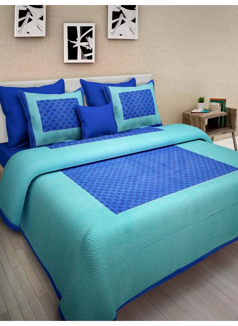 Jaipuri Style Double Bedsheets with 2 Pillow Covery4