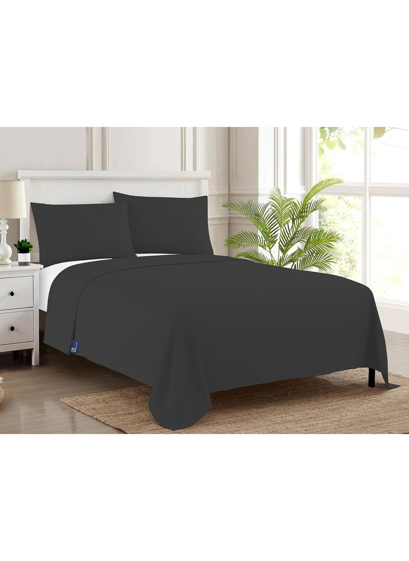 THE WOOD WHITE Premium Solid Microfibre 90 x 100 Inches Double Bedsheet with a Pair of 16 x 24 Inch Pillow Covers Soft Durable Grey Color