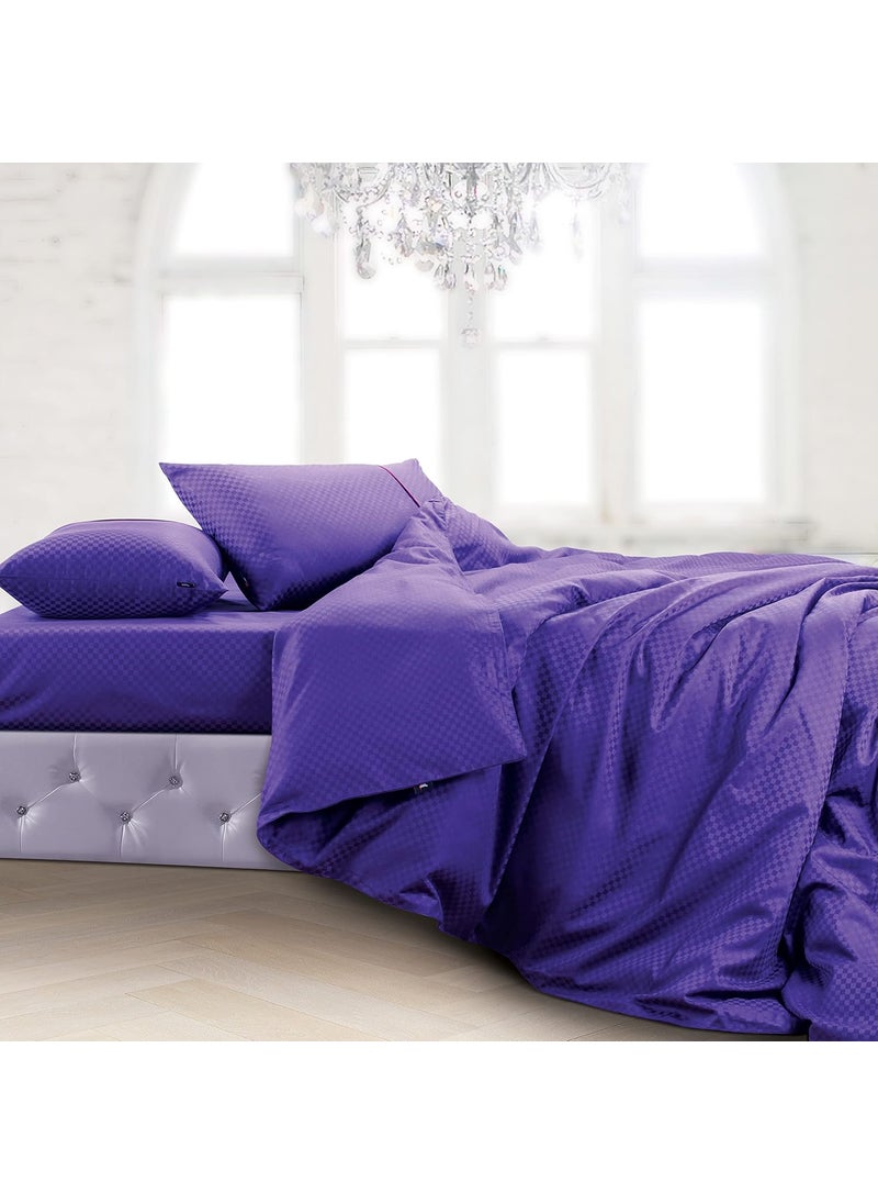 Spread Spain Oxford 100 Cotton 400 Thread Count Soft Comfort Morden Design Bedsheets for Double Bed King Size with 2 Pillow Covers 108 x 108 inch Dark Purple