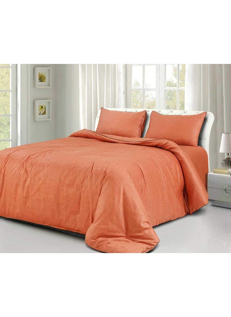 Spread Spain Grain De Glace 400 TC Cotton Texture Bedsheets for Double Bed Super King Size Flat Sheet with 2 Pillow Covers Smooth and Very Soft Rust 108 x 108 inch