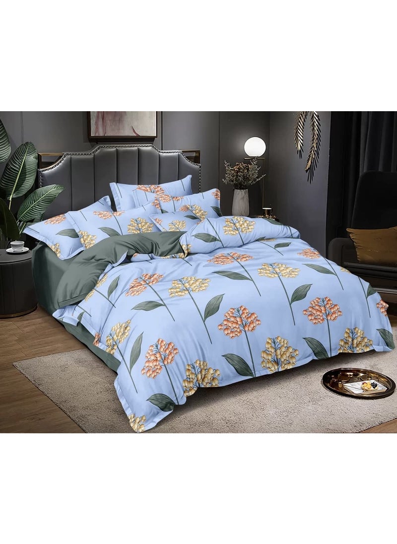 Furnistitchs Microfiber Double Bedsheet with 2 Pillow Covers Cotton Feel 90 x 100 Light Blue