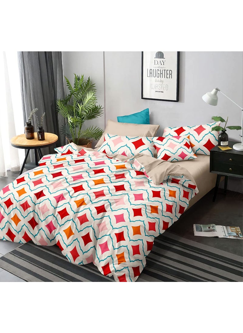 MORADO Premium Glace Cotton 100 GSM Double Bedsheet with 2 King Size Pillow Covers 90100 Inch Multi Color