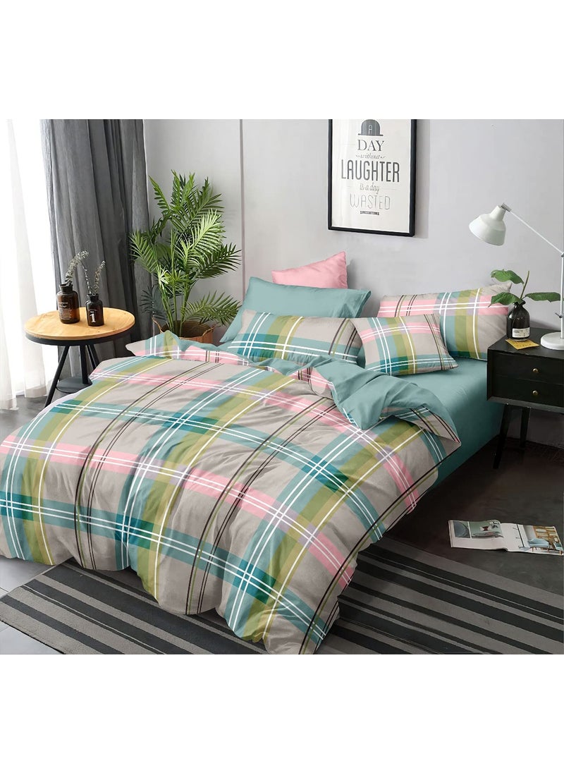 MORADO Premium Glace Cotton 100 GSM Printed Double Bedsheet with 2 King Size Pillow Covers 90X100 Inches Multi Colors