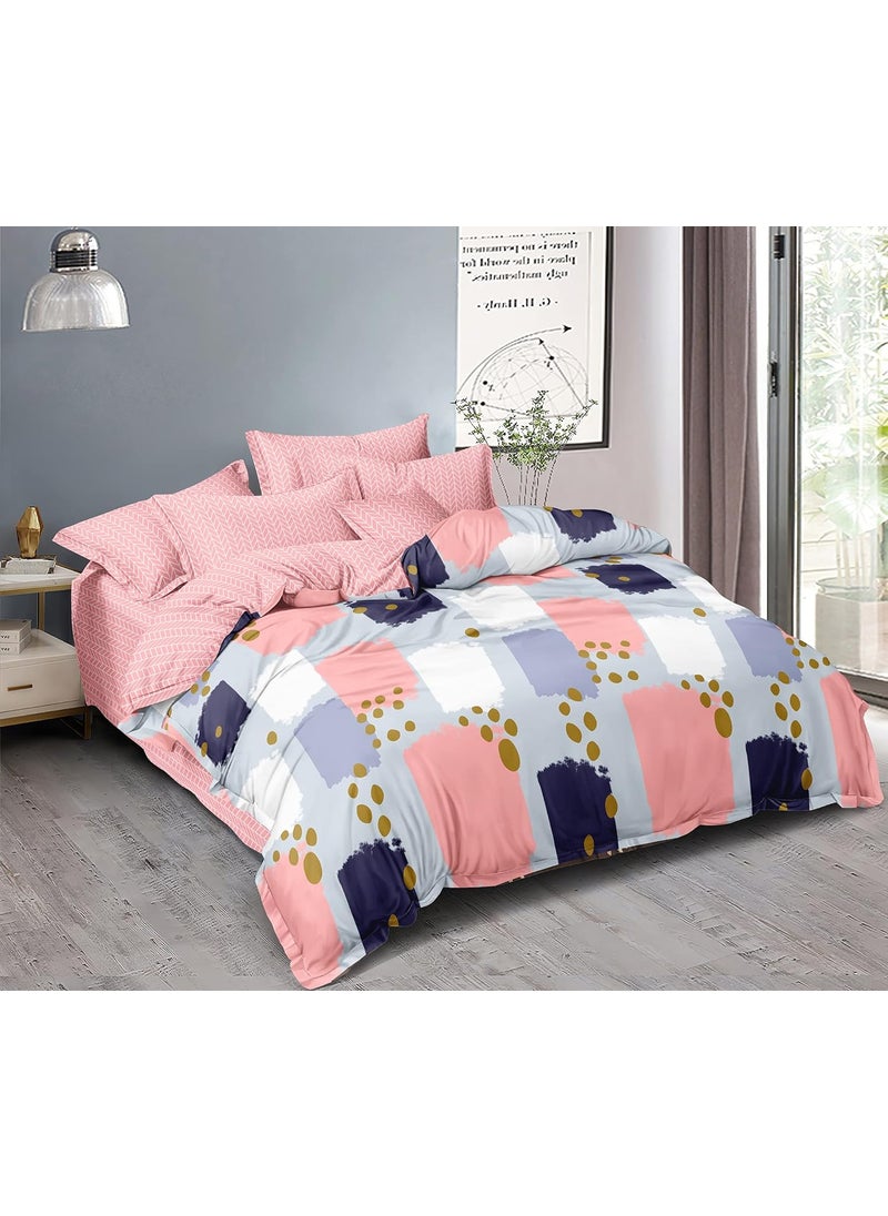 MORADO Premium Glace Cotton 100 GSM Double Bedsheet with 2 King Size Pillow Covers 90X100 Inches Multi Colors