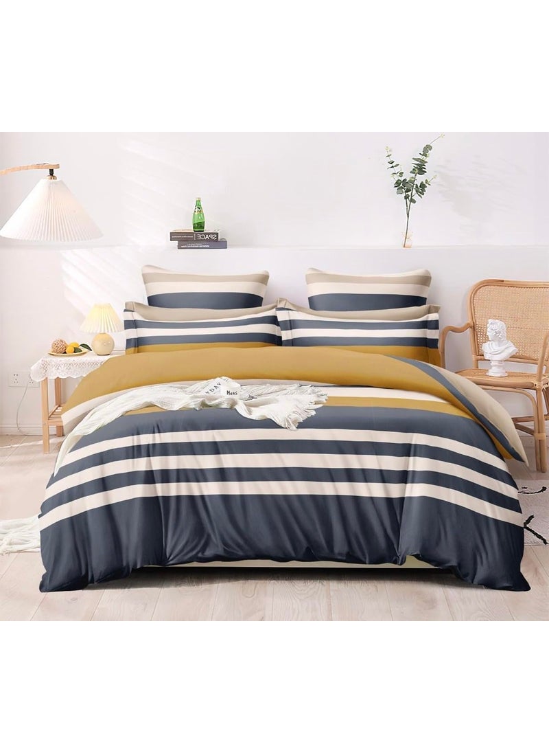 Furnistitchs Glace Cotton Double Super King Size Bedsheets 108x108 with 2 Pillow Covers Bed Sheets for Double Bed Carbon Line