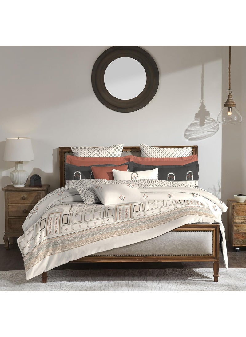 MYTRIDENT Bedsheet for Double Bed Road to Jaipur Collection 1 King Size Bedsheet with 2 Pillow Covers 210 TC 100 Cotton Bedsheet Chaukhat