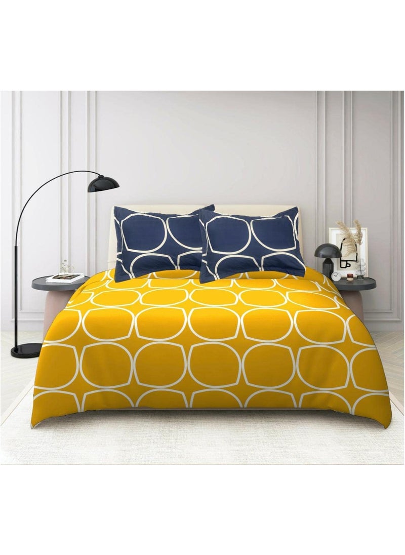 Castiqa Elastic Fitted Supersoft Premium Brushed Cotton 200TC Double Bedsheets Queen Size 60x78 Inch150x195Cm with 2 Contrast Pillow Covers Fits Upto Mattress of 10 Inches Yellow