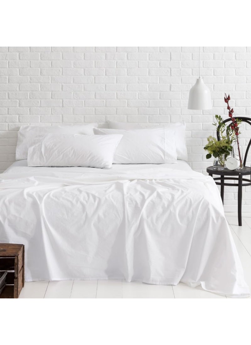 Blue Dahlia 100 Cotton Bedsheet Set King Size Bed Sheet for Double Bed 200TC 1 Flat Sheet 108 X 1082 Pillow Cover 18X28 Oeko Tex Certified White