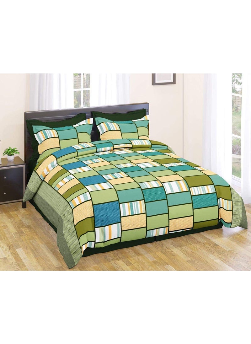 MORADO 3D Printed Glace Cotton 144 TC Double Bedsheet with 2 Pillow Covers 90X90 Inches Green