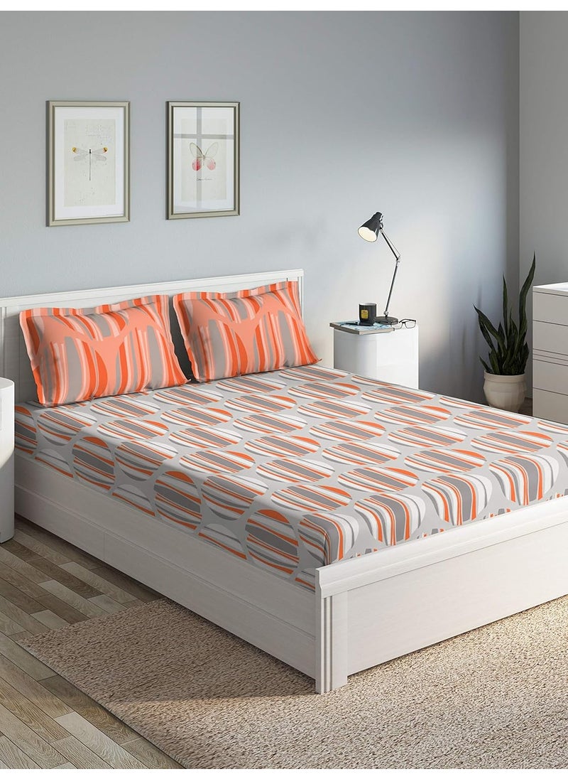 DDECOR Salome 100 Cotton Double Bedsheet with 2 Pillow Covers Orange