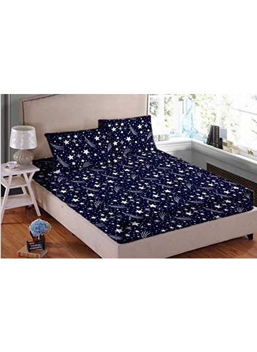 RS Home Furnishing Glace Cotton King Size Double Bedsheet Multi_Set of 1 Bedsheet and 2 Pillow Covers