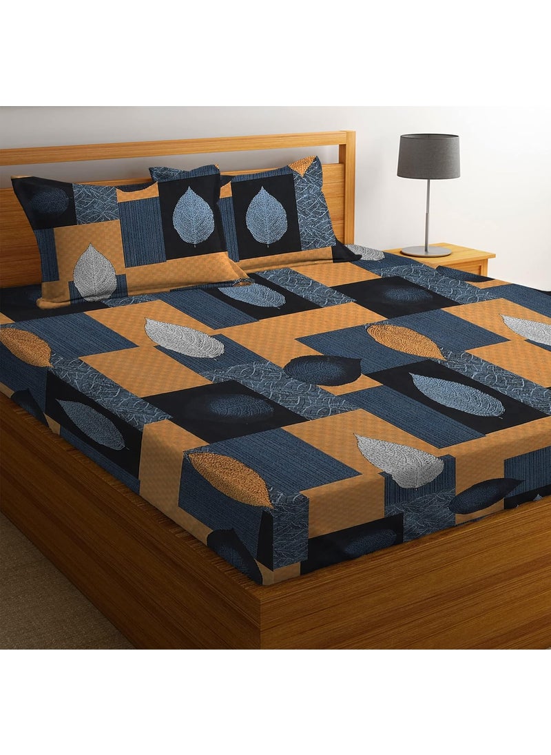 VAS COLLECTIONS 200 GSM Double Bedsheet with 2 Pillow Covers 160 TC Soft Brushed Microfiber Breathable Wrinkle Free 3 Pcs Set Grey Multi