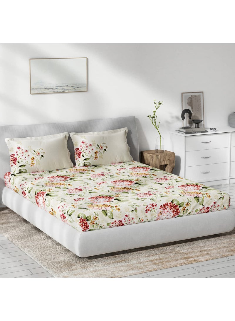 DDecor Live Beautiful Dream Flower Floral 136TC Double Bed Sheet Set with Two Pillow Covers Multi