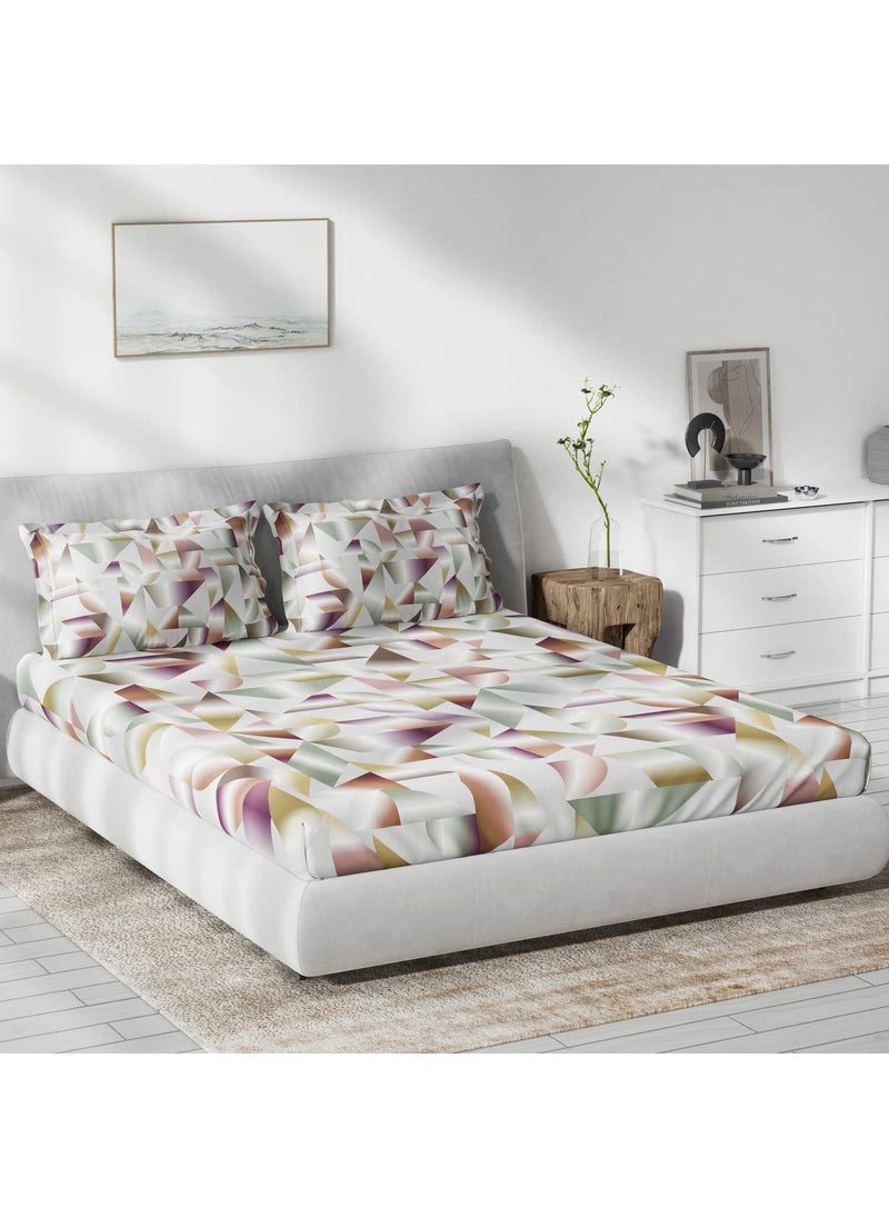 DDECOR Mirage Abstract 136TC Double Bed Sheet Set with Two Pillow Covers Purple