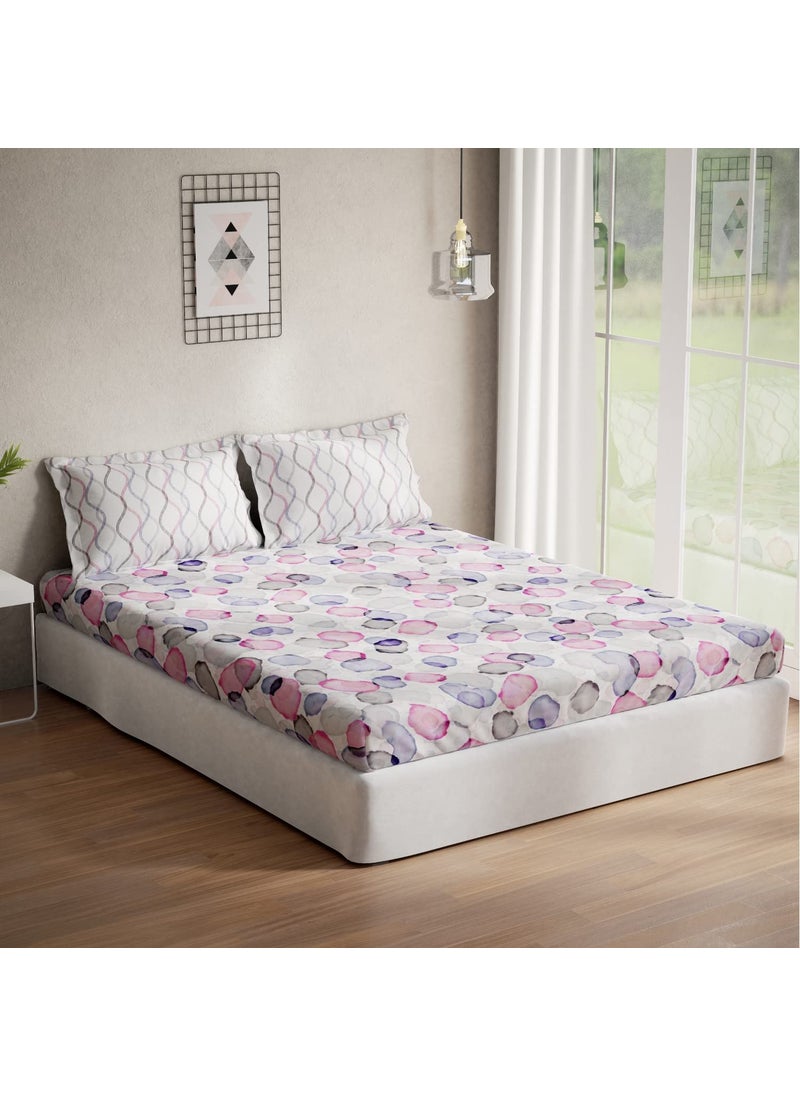 DDECOR Pack of 1 Meteorite Abstract Cotton Double Bedsheet with 2 Pillow Covers Pink