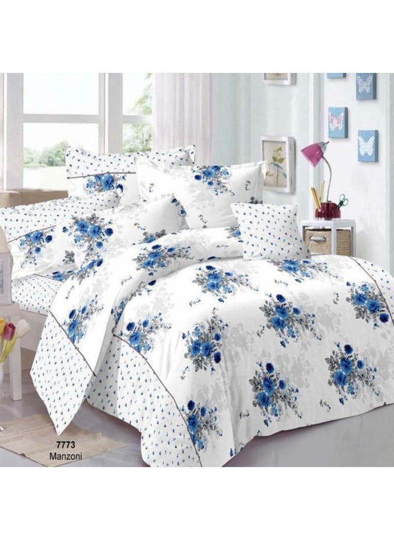 Delight Zone Prime Collection 160 TC Glace Cotton Supersoft Double Bedsheet with 2 Pillow Covers Multicolour Size 90 x 90 Inch Blue Guldasta Gold