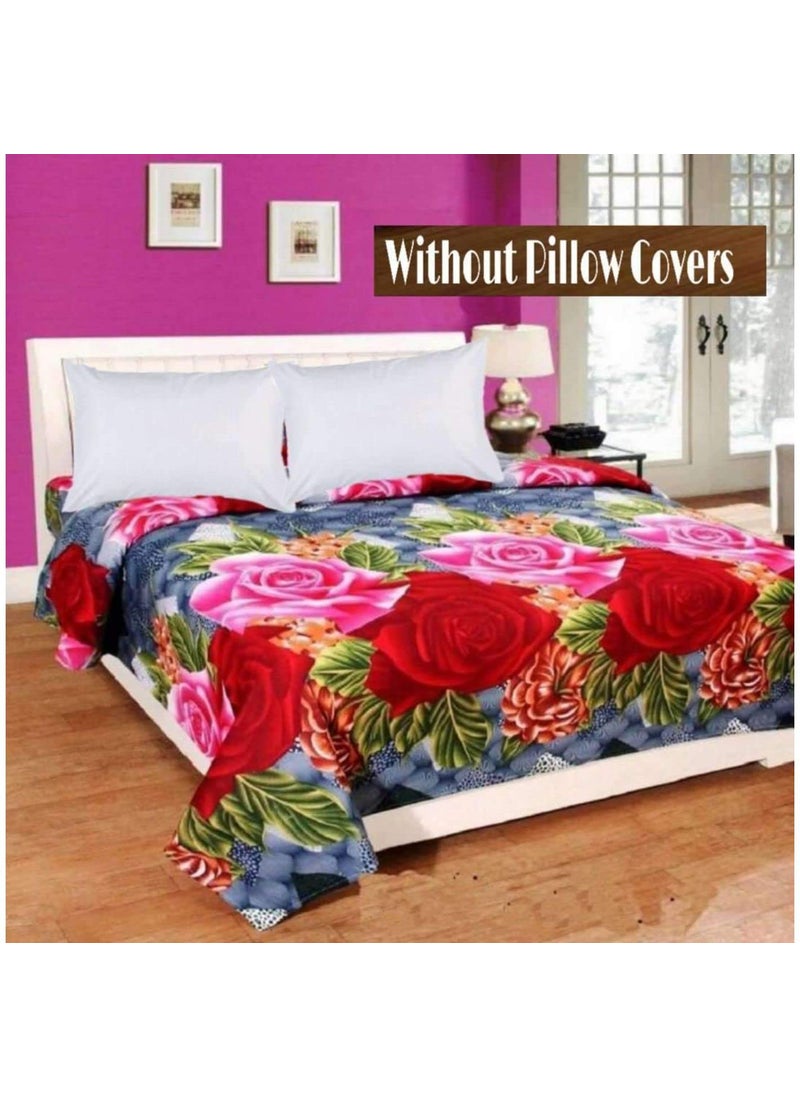 Supreme Home Collective 1 Piece 144 TC Microfibre Double Bedsheet Without Pillow Covers Color Multi