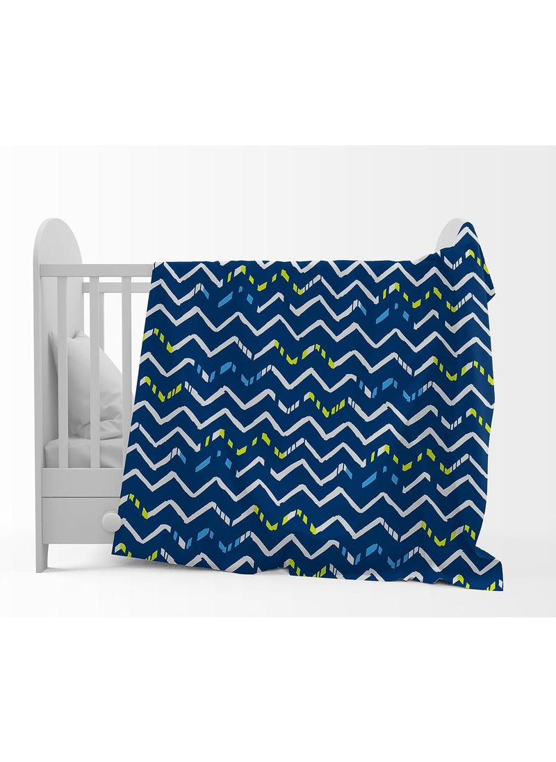 Divine Casa 120 GSM Microfiber Single Kids Dohar 04 Years Soft Lightweight Throw Blanket Cozy Breathable AllSeason Comfort 140 x 100 CM ZigZag Pattern Blueprint