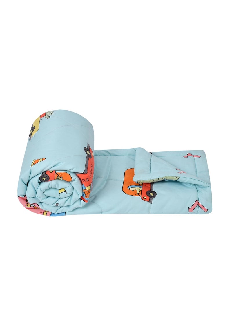 FRESH FROM LOOM Summer Collection Single Bed Cartoon Printed Blankets for Kids Dohar for Kid Boys Girls Glace Cotton Soft Children Comforters Summer Blankets 60x90 in Bus Aqua