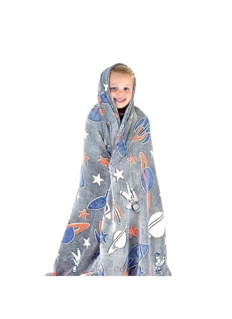 kunya Astronaut Glow in The Dark Blanket Unicorn 180 cm x200cm Bedroom Dcor for Toddler KidsTeens Boys Girls Travel Lightweight Throw Blankets Soft Fluffy Grey Color Big Size