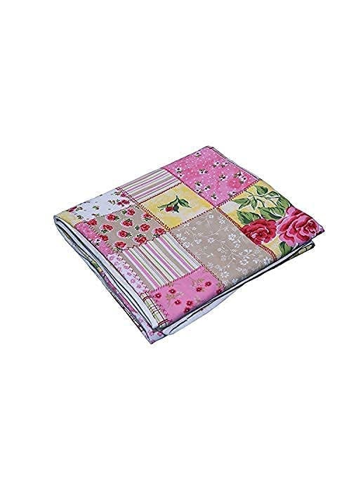 DEILYVERY Poly Cotton Flower Print Double Bed Reversible AC BlanketDoharQuiltComforterDuvet Pink C Double