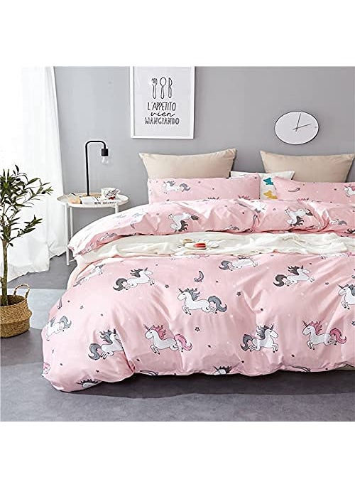 TIQH Cartoon Unicorn Print Reversible Soft Poly Cotton Ac BlanketDohar for Kids Multicolour Double Bed