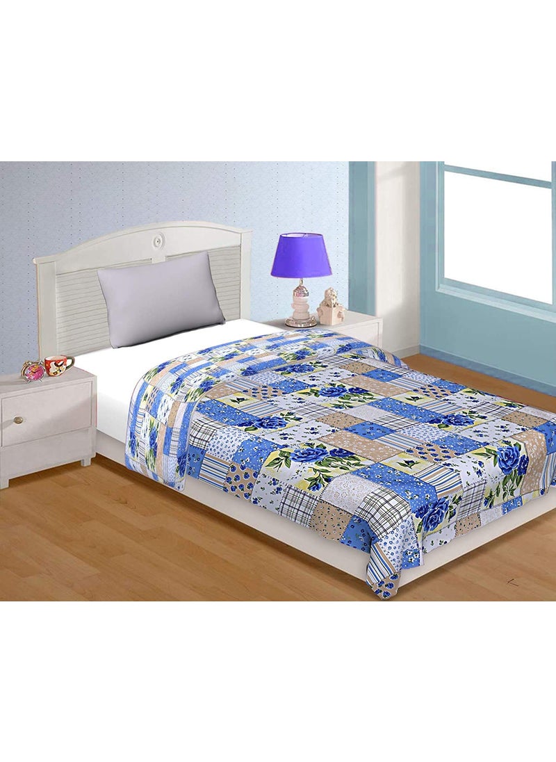 TIQH Printed Poly Cotton Reversible Cool Touch Ac BlanketDohar Pattern 05 Double Bed
