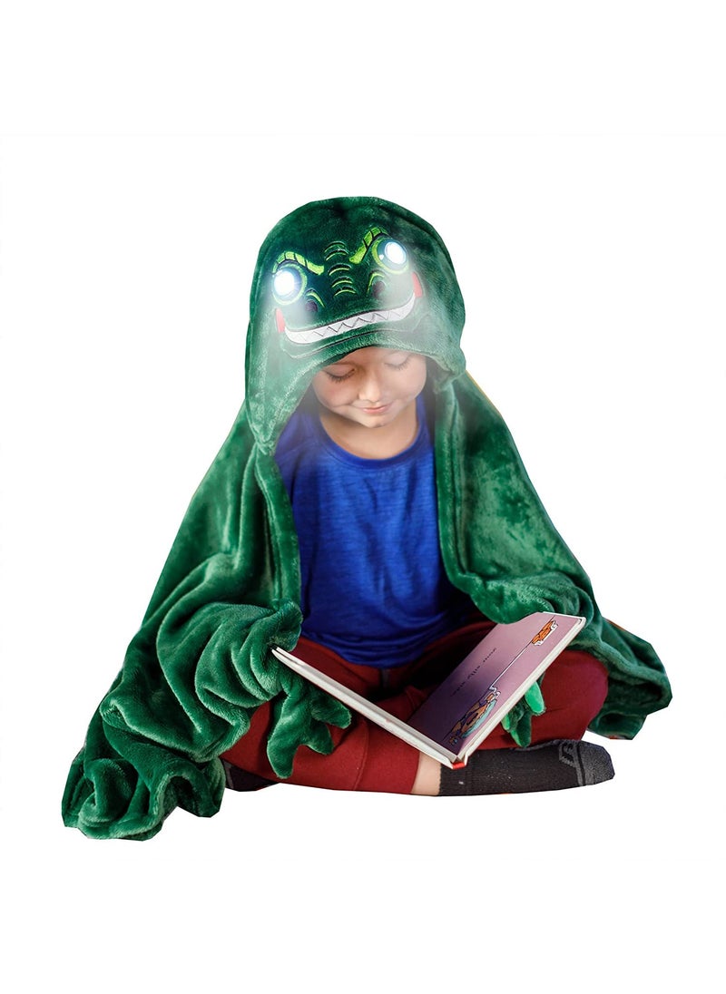 Tusmad Bright Eyes Blanket Super Softfor Kids with LED Lights Hoodedt Robe Comfy Throw Dinosaur Warm Fuzzy Animal t Machine Washable