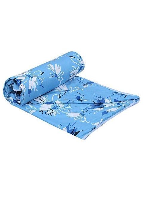 CK CREATION Polyester AllWeather 120 GSM Printed Lightweight Reversible AC Dohar Blanket Quilt Sky Blue Flower Single