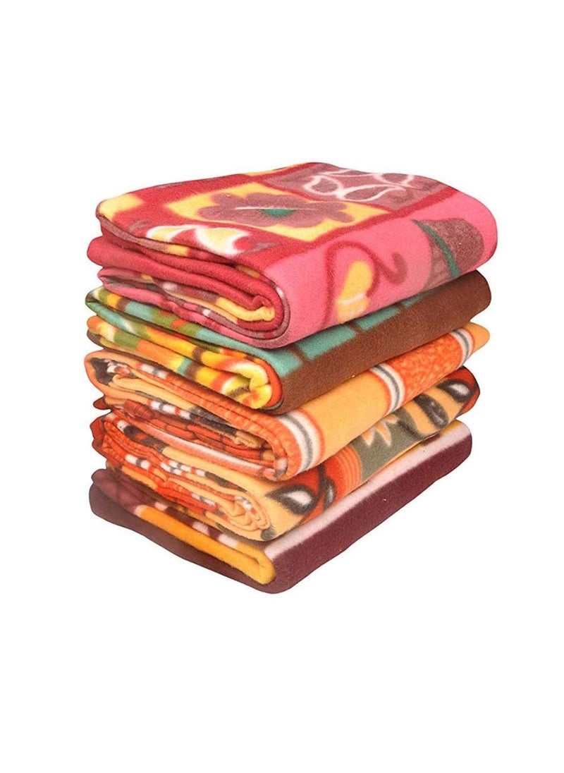 Cool Dealzz Light Weight Polar Fleece BlanketWarm bedsheet Multicolor Single Bed 60 90 Set of 5