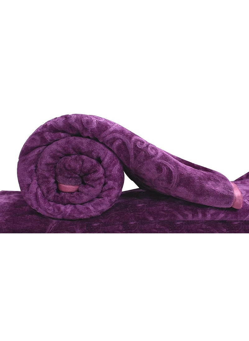 CHICERY 500 GSM AC Blanket Mink Blanket Super Soft Light Weight Mink Blanket Floral Embossed Design Mink Blanket Single Bed for WinterWinePack of 1
