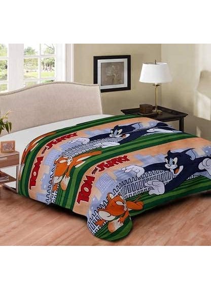 TIQH Cartoon Print Reversible Poly Cotton Double Bed Ac BlanketDohar for Kids Pattern09 Single Bed