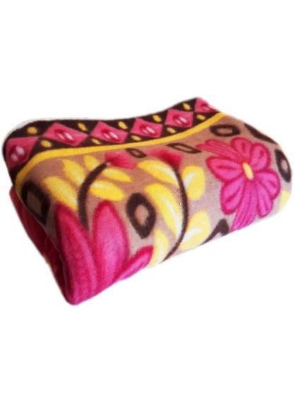 Soulful Creations Floral Single Blue Fleece Polar Blanket Set of 1 PC lightweight
