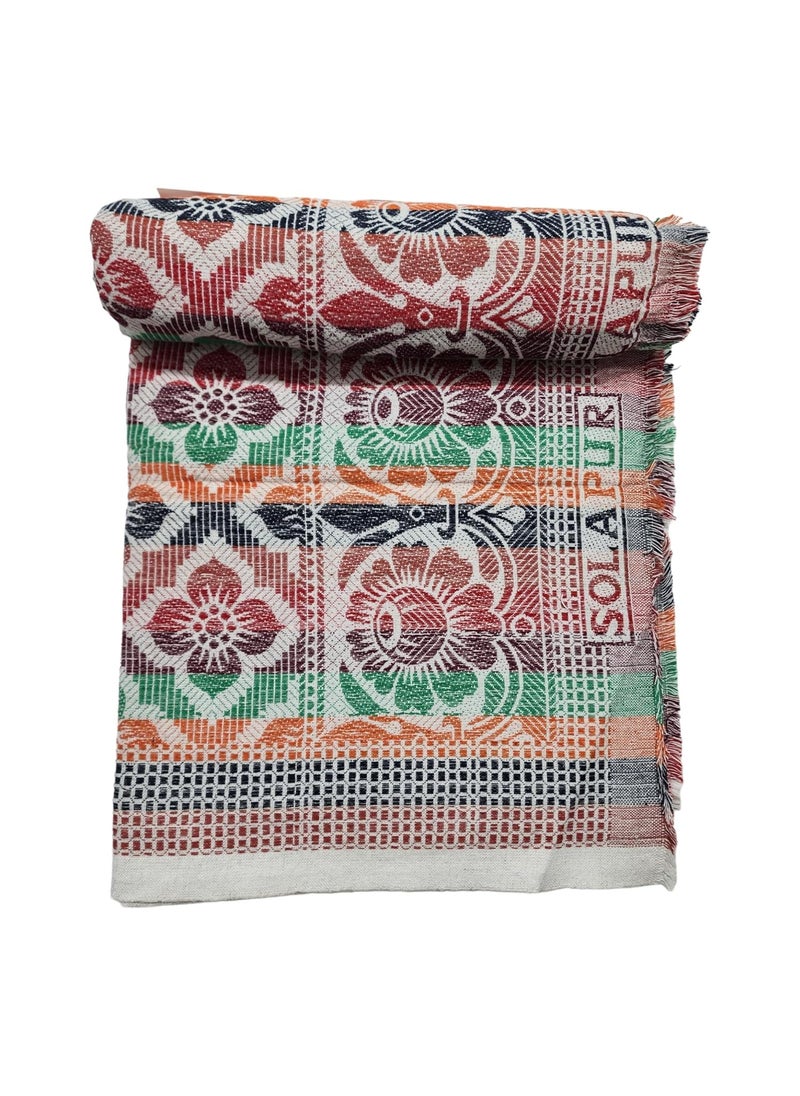 AMBIKA Stores Cotton Single Size 300 TC Solapur Chaddar Blanket Multy Colour Pack of 1 Skinfriendly