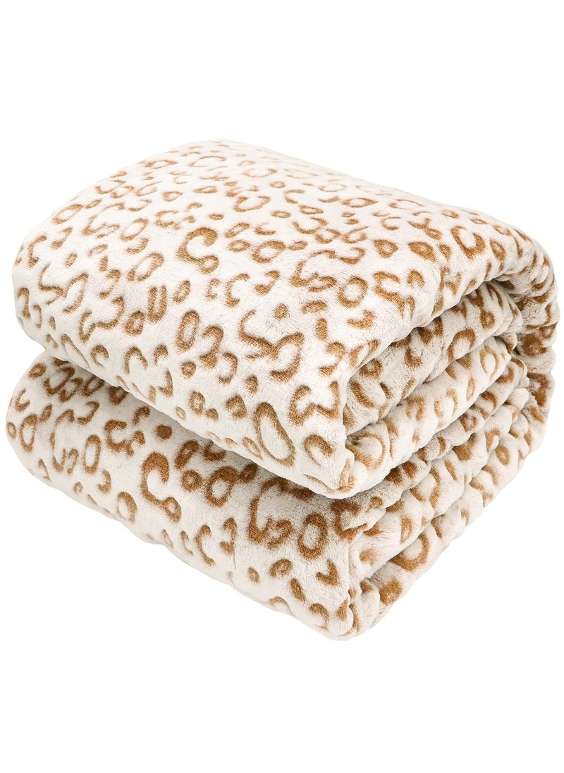 Flannel Kids Blanket Brown Soft Fleece Blankets Small Warm Taupe Throw Blankets Cheetah Gifts Decor Stuff for Boys Girls 40x50inch
