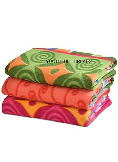 YOUTHFUL THREADS All Season Multipurpose Polar Fleece Single Bed Printed Assorted Multicolor Lightweight Blanket 90 x 60 inch Pack of 3