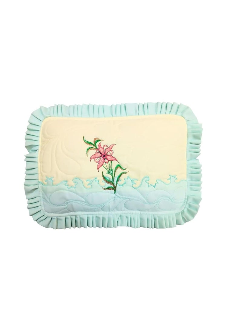 HUPPU Cotton Embroidered Flower Wave Design Filled with Mustard Seeds Head Shaping Pillow 38x28 cm