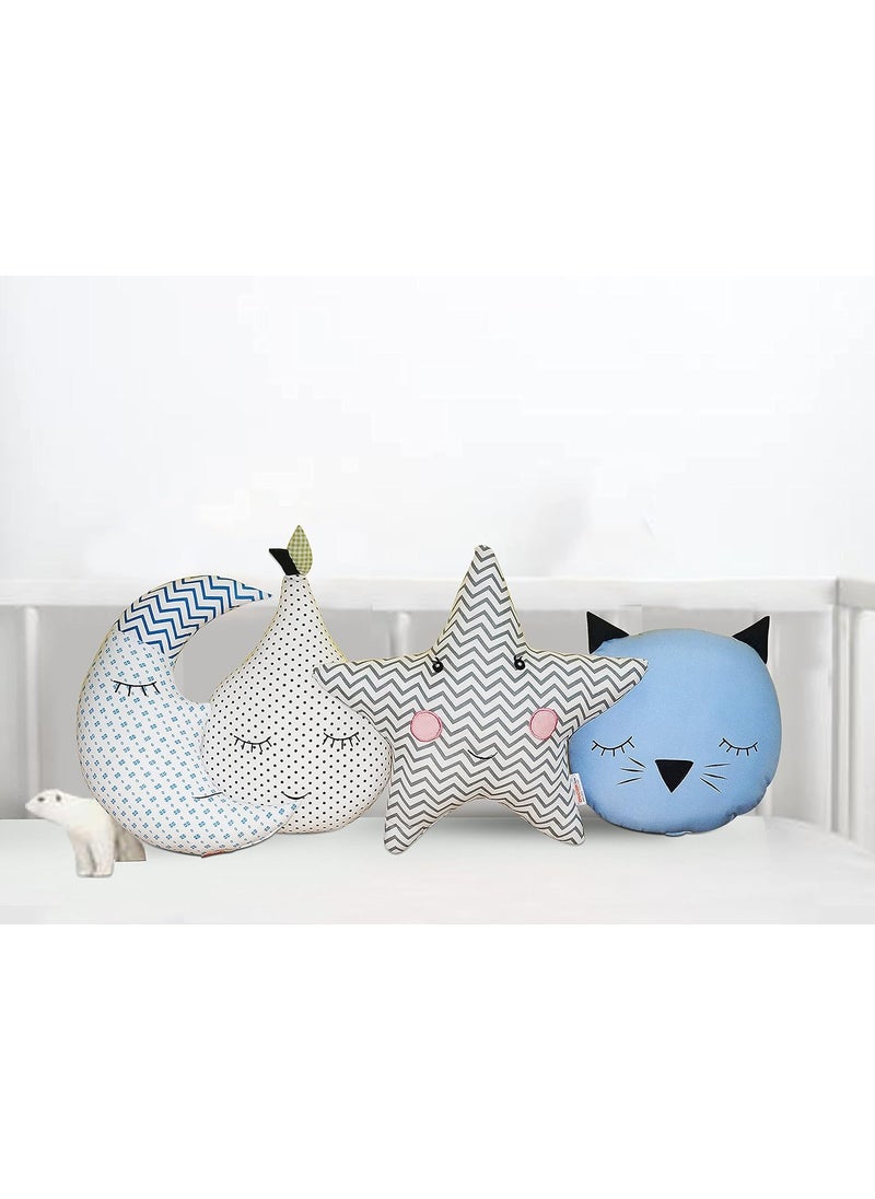 Oscar Home Cuddly Shape Cushion Combo Cushion for Kids Room and Nursery Living Room Bedroom Luxury Furnishing Soft Toy Set of 4