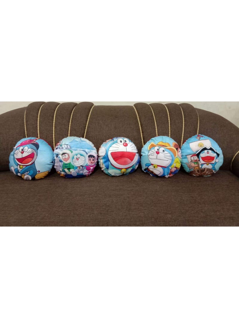 NISHOMES Velvet Kids Cartoon Face CushionsPlaying Pillow Set of 5 Piece Fillers Include Multicolor