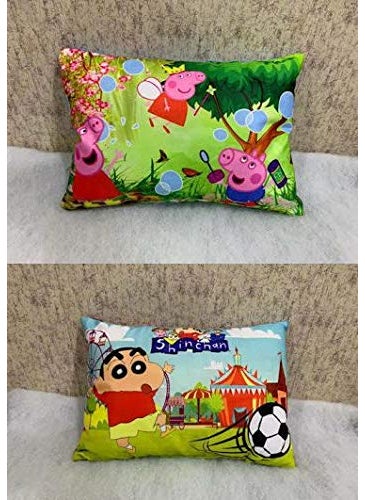 NISHOMES Elegant Fancy Cartoon Printed Fiber Filled Pillow for Baby Kids Small 12x18 inches Multicolour up to 4 Years Old Pack of 2