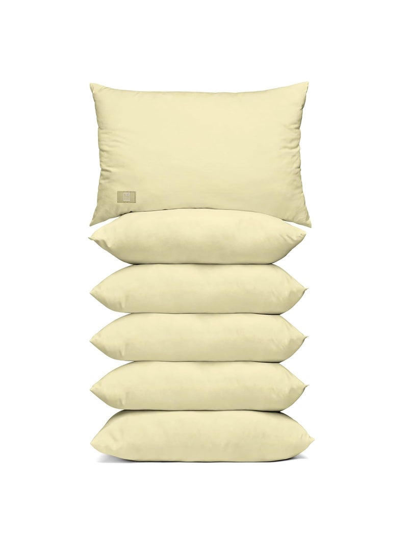 THE WOOD WHITE Microfiber Soft Pillows Set of 6 in Soft to Medium Firm of 16 x 24 inches or 41 x 61 Cm Cream