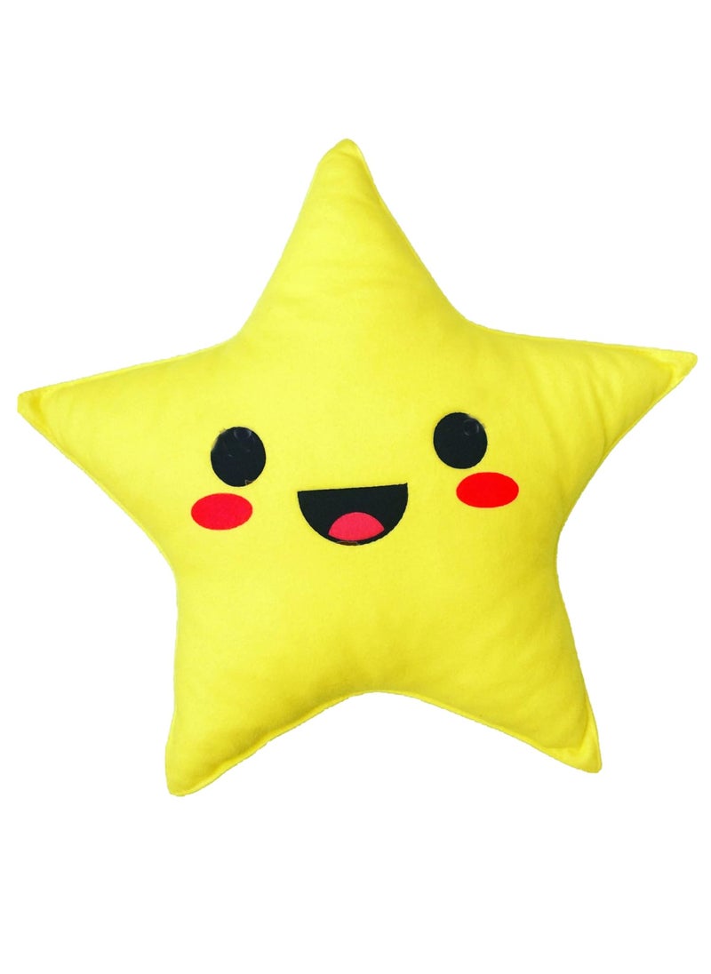 PriMaryHoMe Microfiber Star Pillow For KidsBabyGirlsNew BornTent Star Shape Pillow Yellow Smiley Face 15 X 15 Inches
