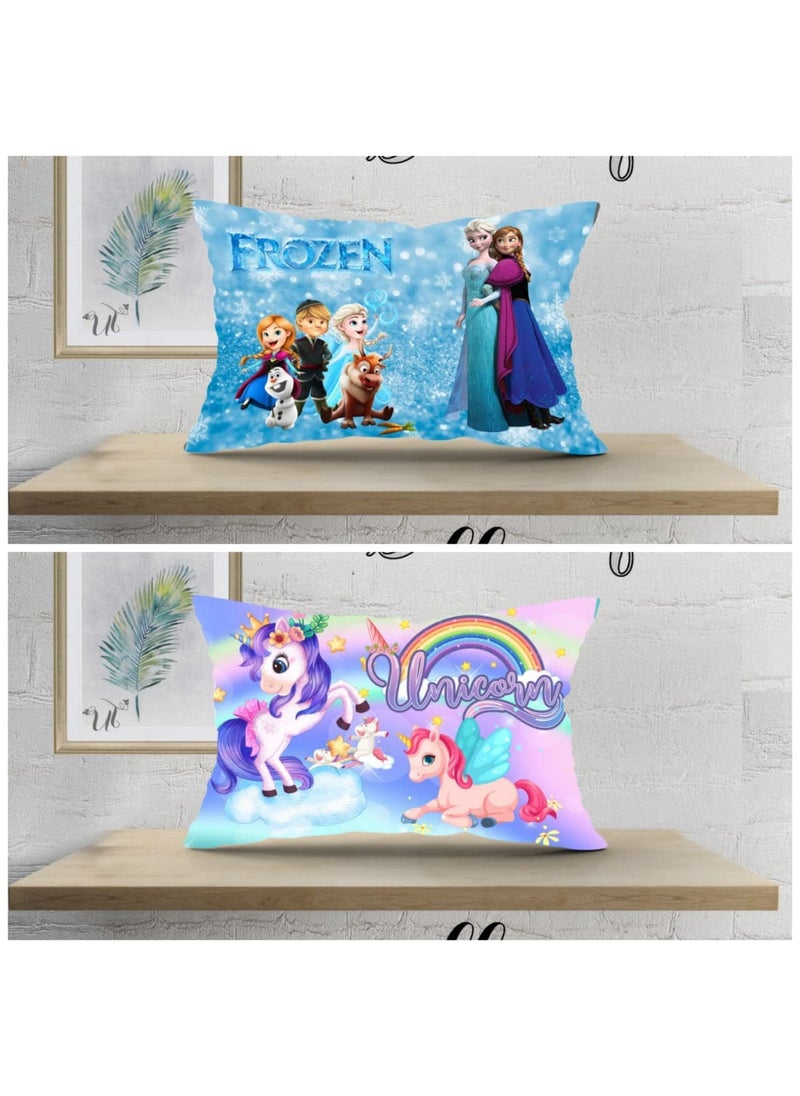 NISHOMES Cartoon Printed Toddler Kids Pillow Combo Silky Soft Microfiber Polyester Perfect for TravelToddler Cot12x18 Set of 2
