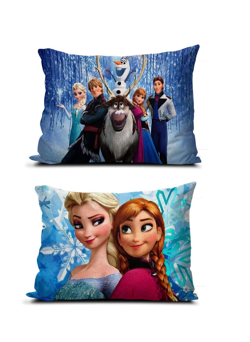 NISHOMES Baby Cartoon Printed CushionPillow Pack of 2 Size 12x18 Inches Blue